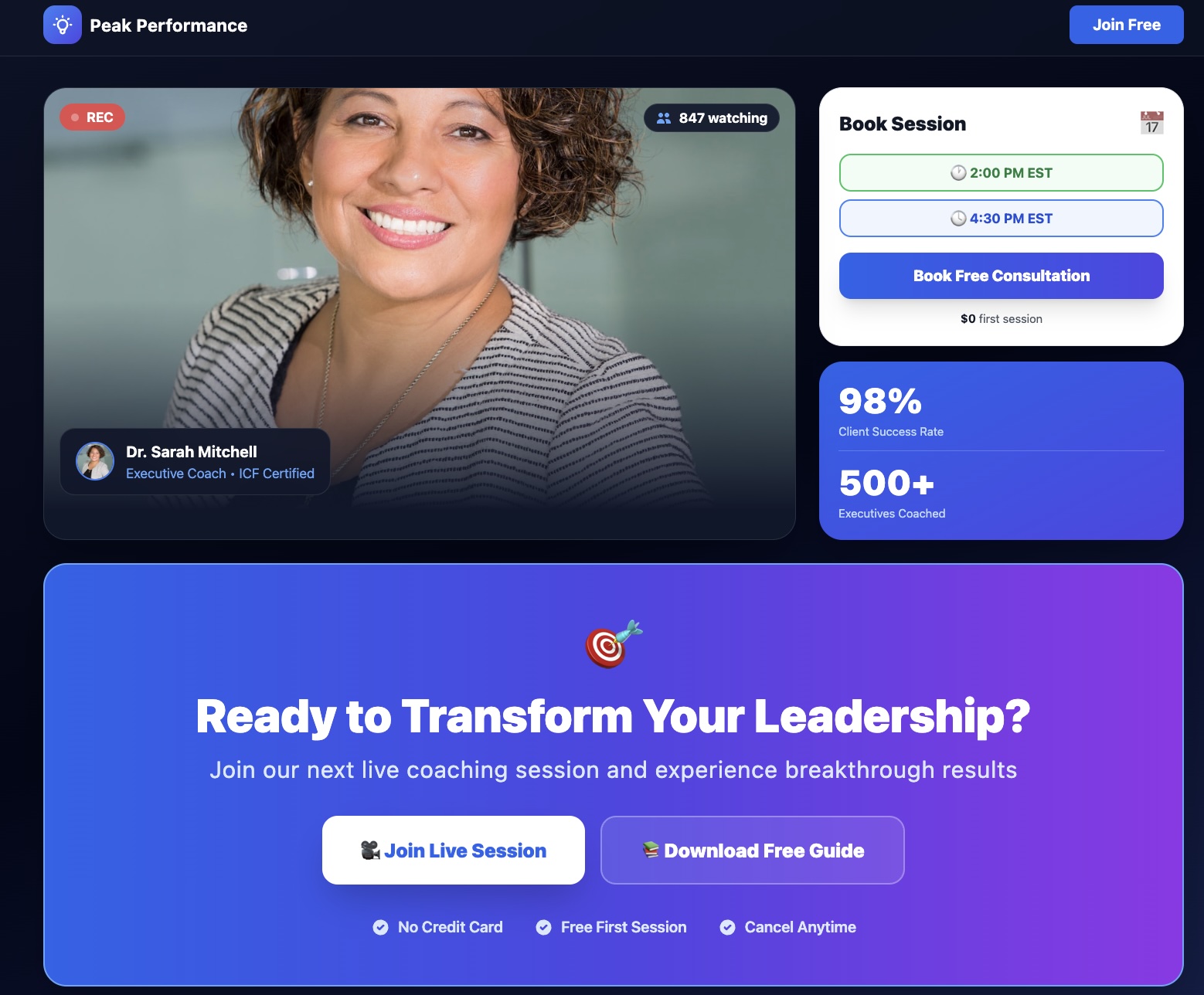 Coaching Funnel Example